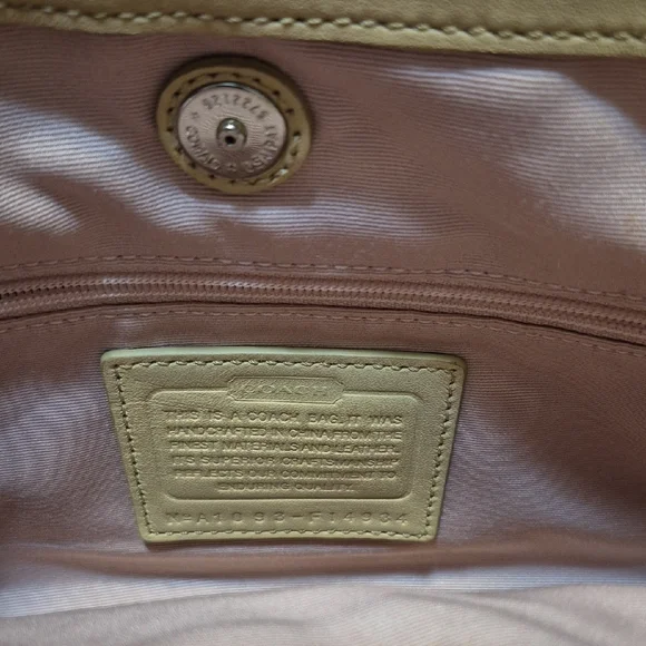 Coach Pink Signature Canvas Turnlock Shoulder Bag with Cream Trim - Picture 8 of 11